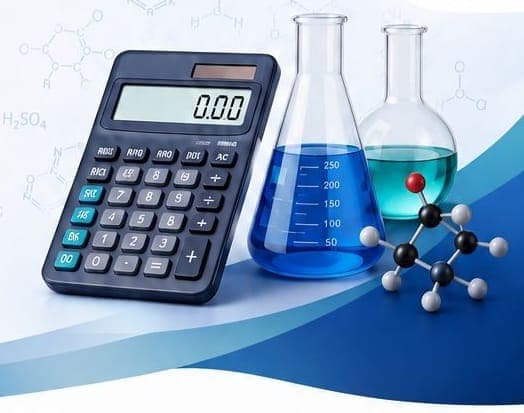 حاسبة علمية وأدوات مخبرية كيميائية